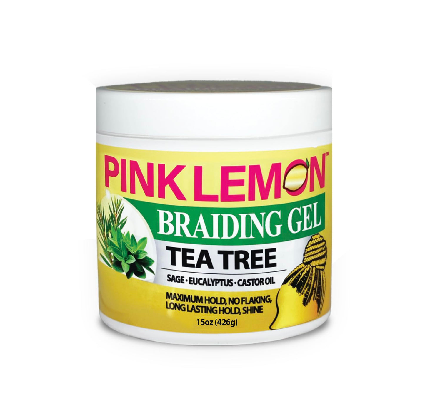 PINK LEMON Braiding Gel - Tea Tree - Maximum Hold, No Flaking, Long Lasting Hold, High Shine. For Micro, Inter, Dread, Faux, Loc, Twist, Braid, Edge Beauty & Personal Care PINK LEMON