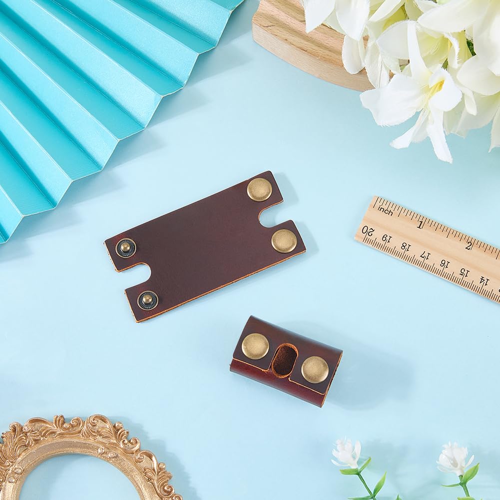 CALFOVERA 2PCS 3.43 x 1.77 Inch Genuine Leather Double Edge Razor Protective Sheath Butterfly Razor Head Protecting Cover for Travel Shaving Blade Beauty and Personal Care CALFOVERA