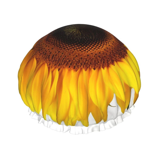 Sunflower Isolated Shower Cap for Women Men Large Reusable Shower Bonnet Double-Layer Waterproof Bath Caps Elastic Band Hair Hat for All Hairstyles Beauty and Personal Care BWLHJKE