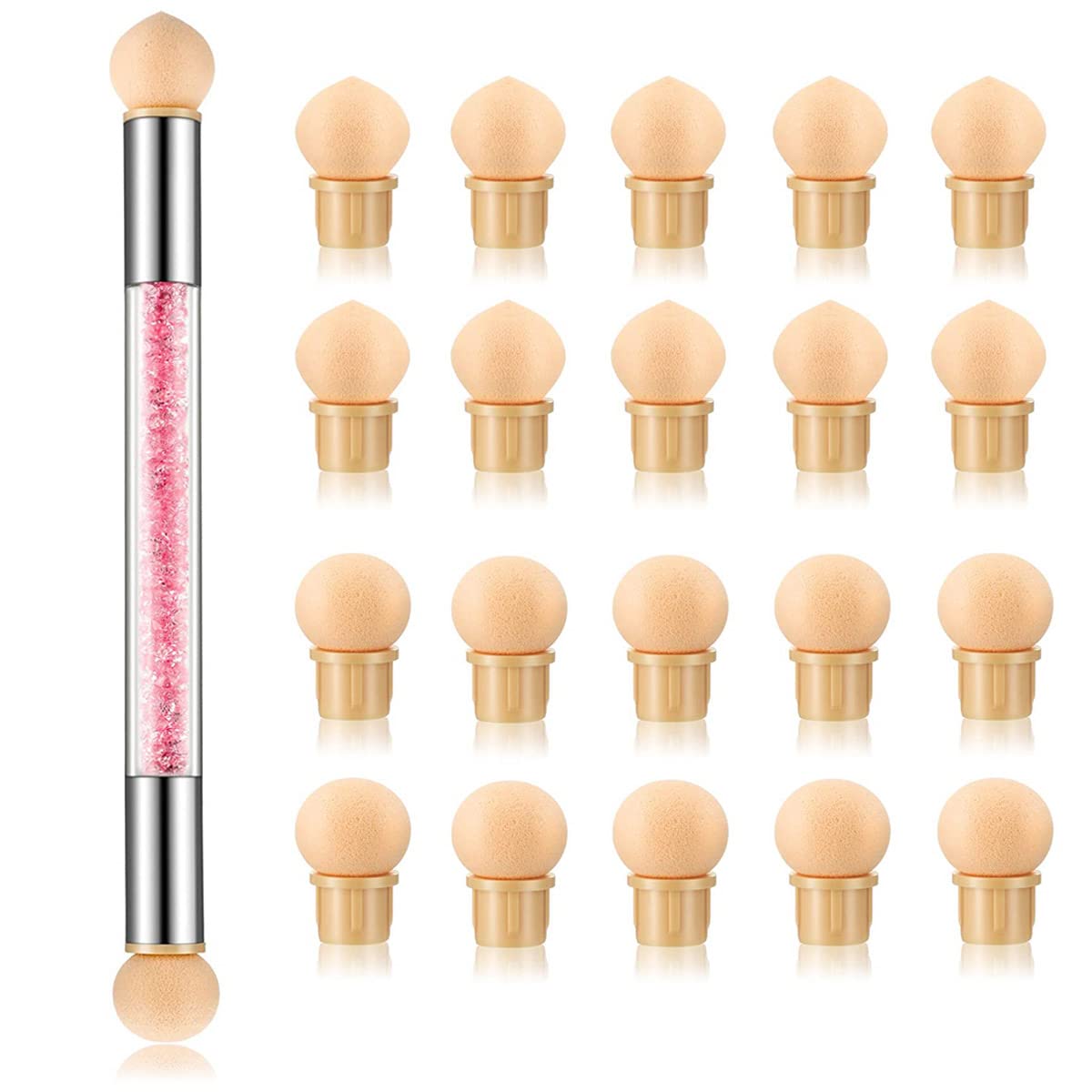 Nail Gradient Sponge Pen, ForSewian Double Head Nail Painting Brush with 20 Pieces Replacement Head for Nail Art Design Beauty & Personal Care ForSewian