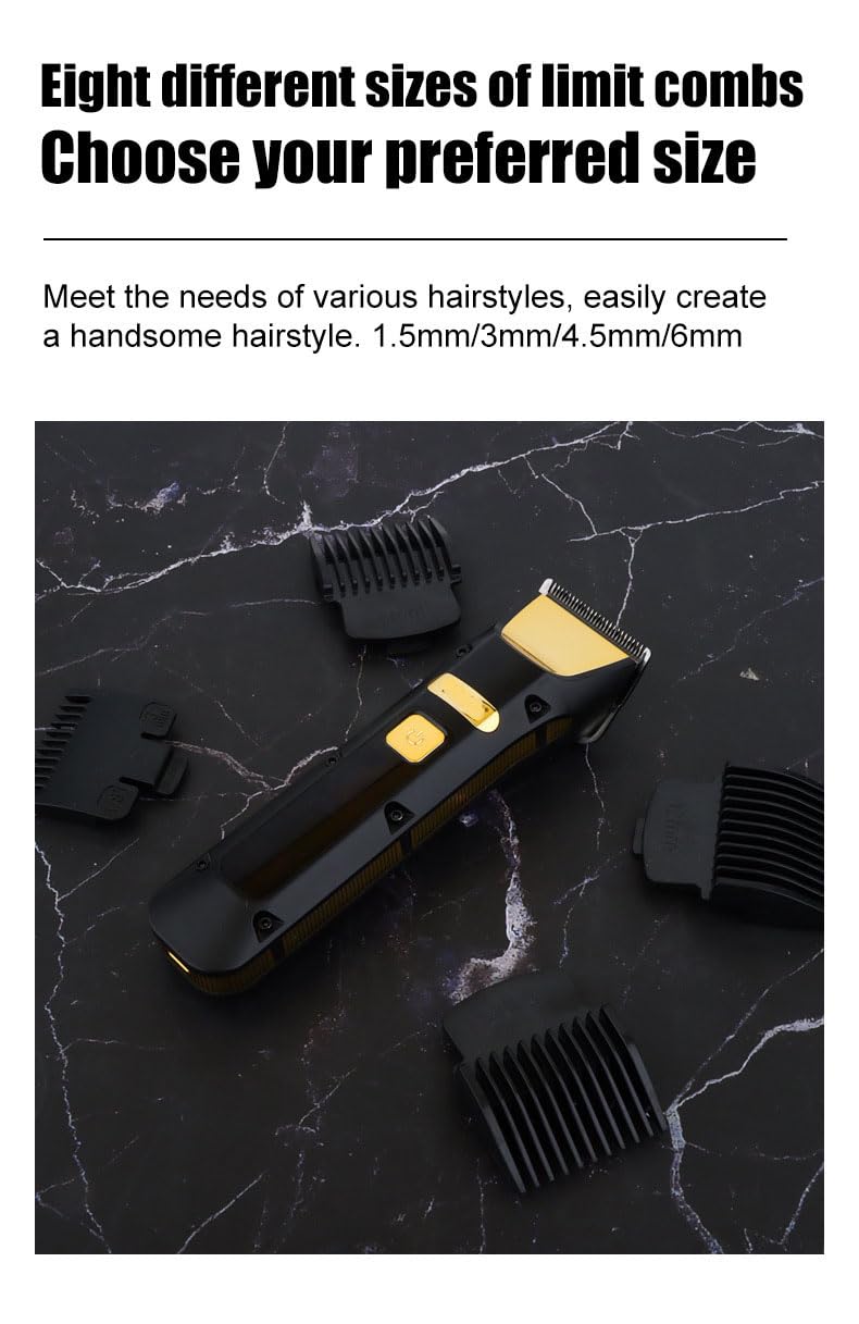 GLESVOWIO USB Rechargeable Men Hair Clipper with LED Display and 4 Limit Combs Professional Cordless Clippers & Beard Trimmer Grooming Kit Electric Beauty and Personal Care GLESVOWIO