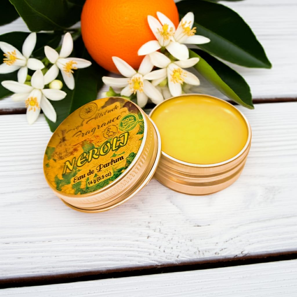 NEROLI Perfume - Eau de Parfum - Solid Balm - Natural Essential Oils Aromatherapy Fragrance (Orange Blossoms, Citrus Aurantium, Tuberose, Mandarin Beauty & Personal Care HIGH ALTITUDE ORGANICS