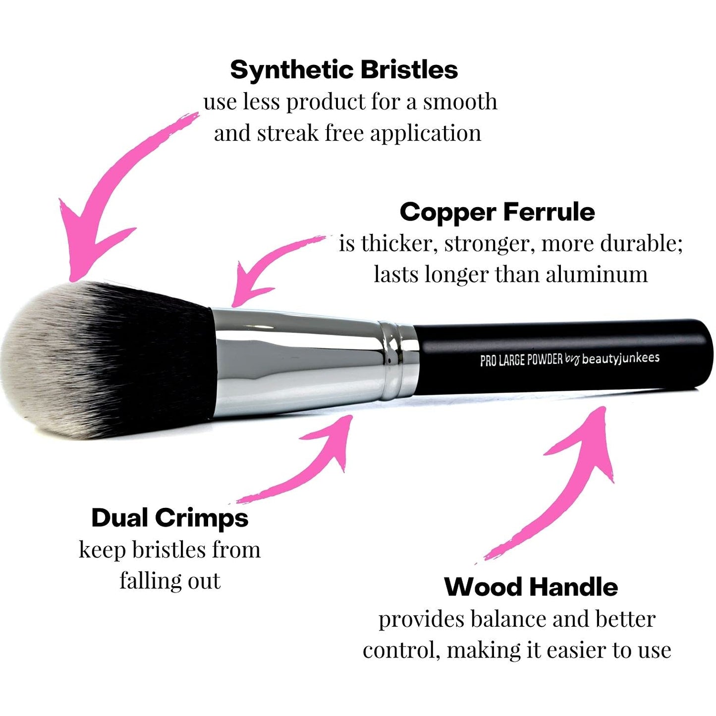 Large Finishing Powder Makeup Brush - Big Fluffy Domed Powder Make Up Brushes for Full Face, Body Bronzer Contouring, Loose, Mineral, Compact Beauty & Personal Care Beauty Junkees
