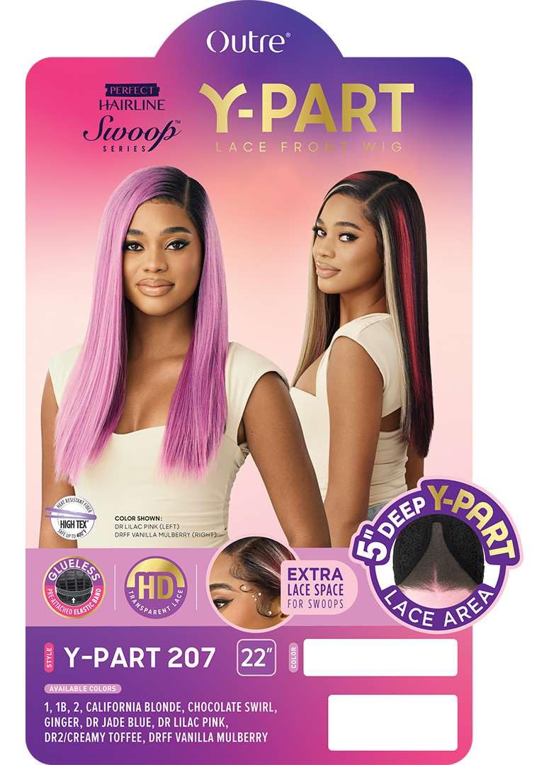 Outre Lace Front Wig - Perfect Hair Line - Swoop Series Y-Part 207 (DR LILAC PINK)