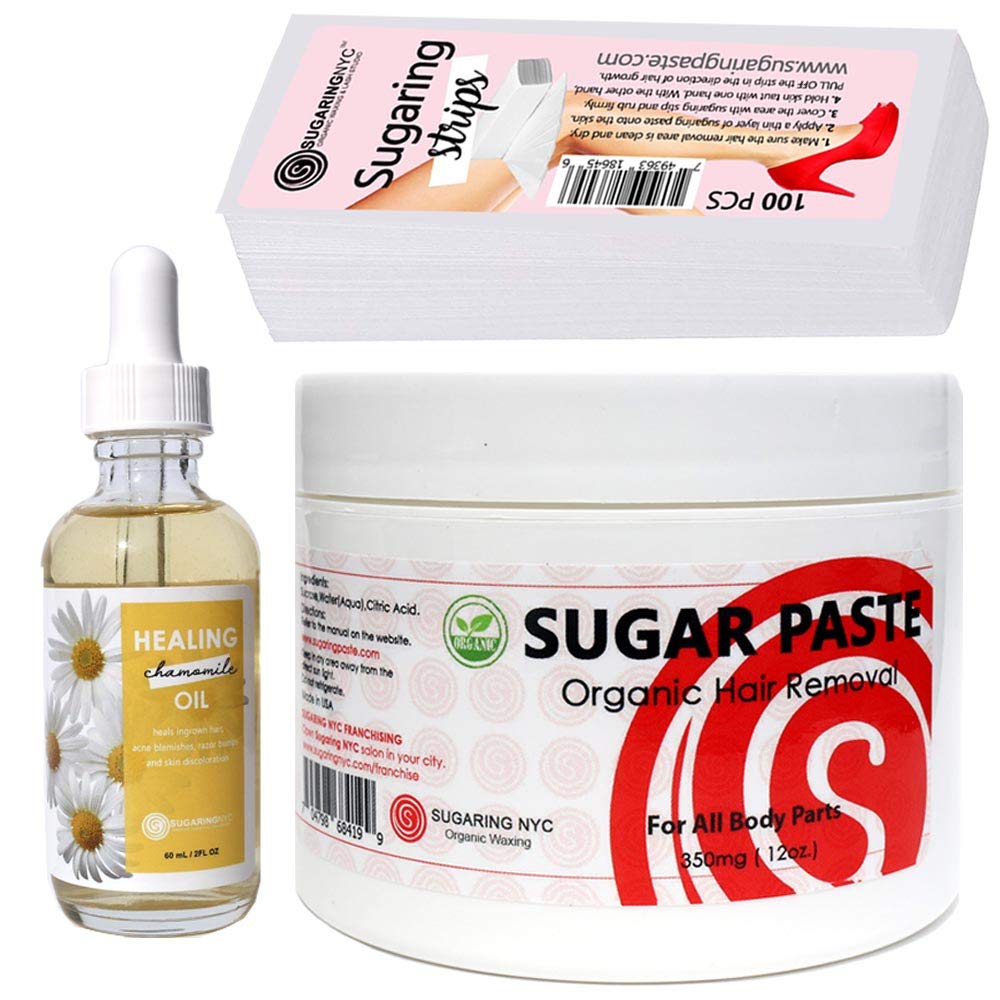 Sugaring Paste for Legs Bondage technique + kit of 100 Sugaring Nylon Strips & Healing Oil Beauty and Personal Care Sugaring NYC