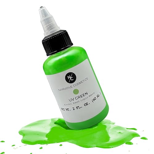 Narrative Cosmetics UV Fluorescent Alcohol Airbrush Paints - 2 fl oz, Glow Effect, Waterproof, Sweatproof, Highly Pigmented Liquid Makeup Beauty & Personal Care Narrative Cosmetics