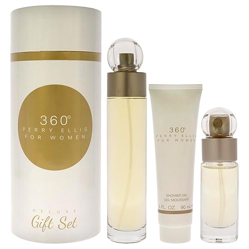 Perry Ellis 360 3.4oz EDT Spray, 0.25oz EDT Spray 3oz Shower Gel Women 3 Pc Gift Set Beauty & Personal Care Perry Ellis
