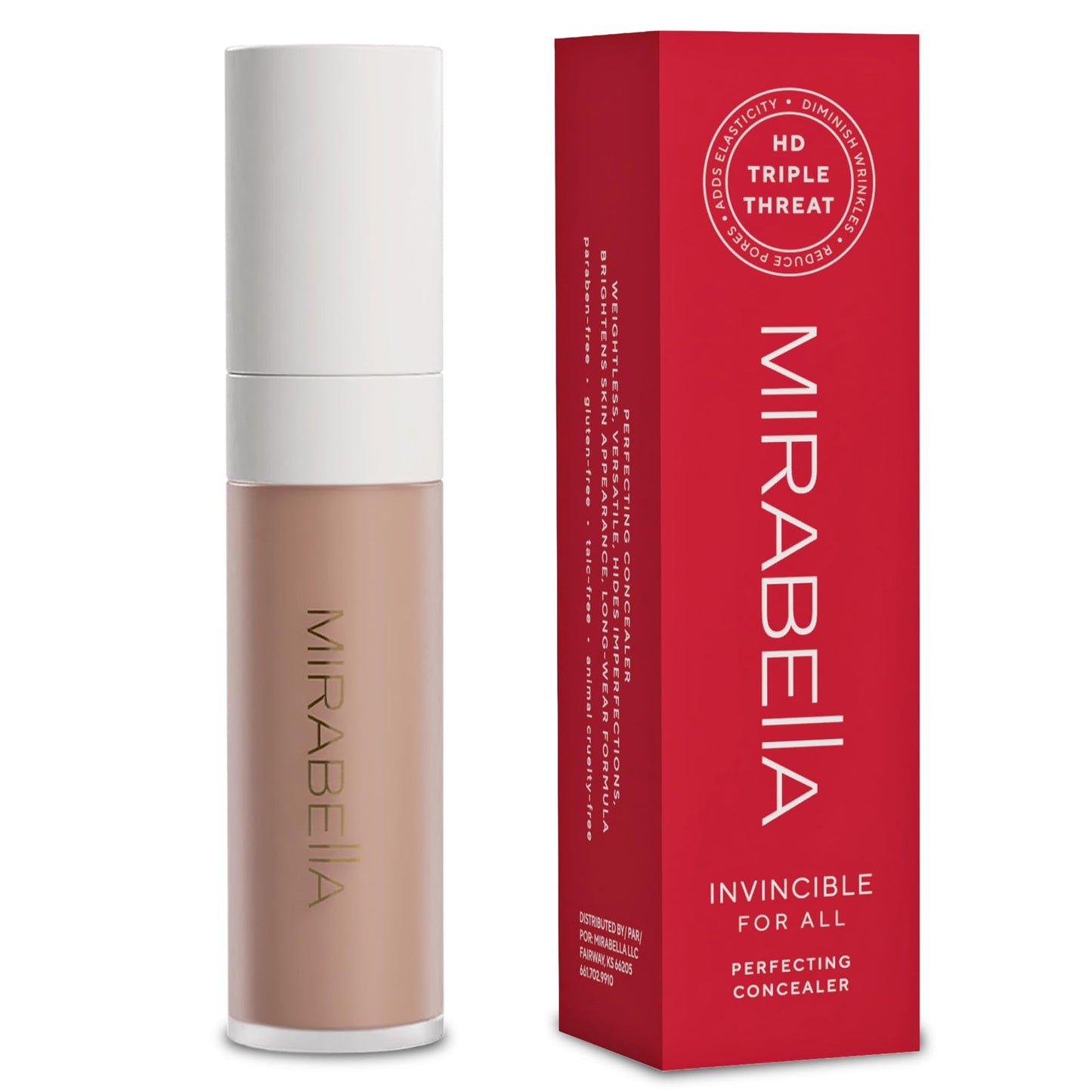 Mirabella Invincible For All Perfecting Under Eye Concealer Full Coverage - Hydrating Makeup Concealer for Dark Circles, Fine Lines & Wrinkles Beauty & Personal Care Mirabella