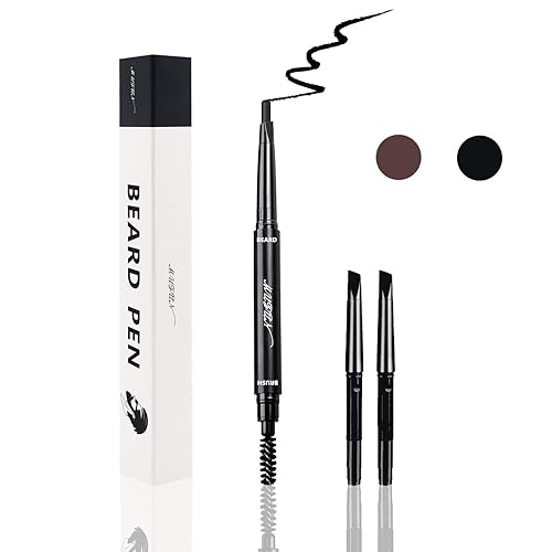 Beard Pencil Filler for Men - Water Resistant, Sweat Proof, Long Lasting & Natural Finish Barber Pencil, Mustache Repair Shape, Two Replacement Tips Beauty & Personal Care MUFUN