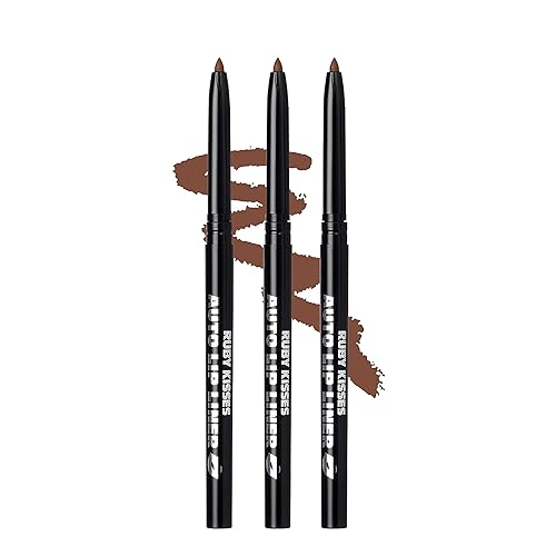 Ruby Kisses Auto Lip Liner Pencil (Espresso 3 Pack), Long Lasting & Non-Fading, Smooth Application, Non-Feathering with Rich Pigmented Color, No Beauty & Personal Care Ruby Kisses