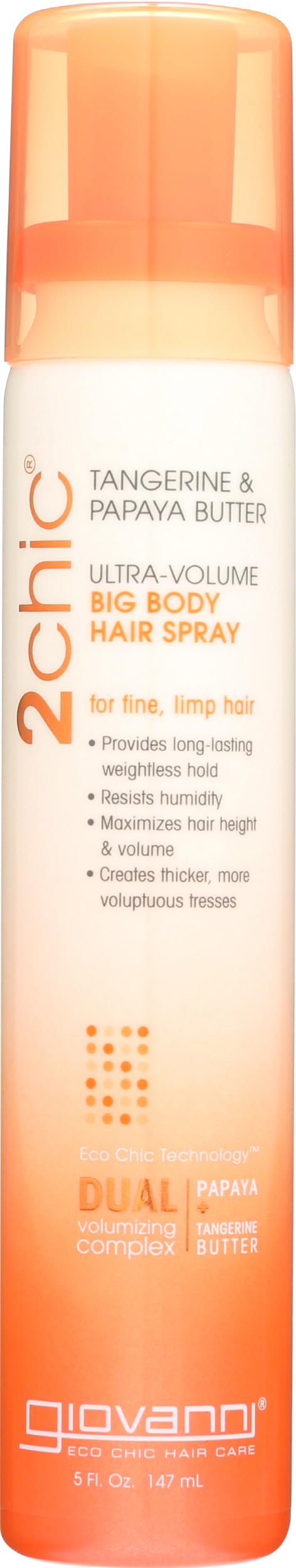 GIOVANNI 2chic Ultra-Volume Big-Body Hair Spray - Daily Volumizing Formula with Papaya & Tangerine Butter, Promotes Weightless Control for Fine Limp Beauty & Personal Care GIOVANNI