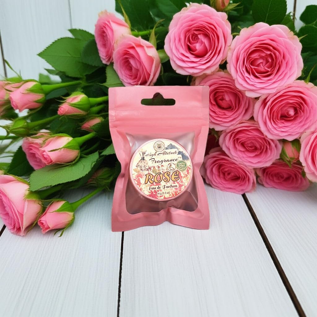 ROSE Perfume - Eau de Parfum - Solid Balm - Natural Essential Oils Aromatherapy Fragrance (Tea Rose, De Mai, Otto, Rosa Damascena, Centifolia Beauty & Personal Care HIGH ALTITUDE ORGANICS