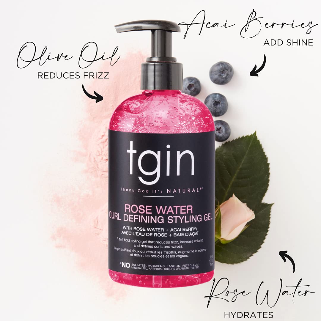 tgin The Styling Package: Rose Water Leave In Conditioner, Defining Gel and Mousse - Gift Set - Curls - Color safe - Wavy - Detangle - Low Porosity Beauty & Personal Care Thank God It's Natural
