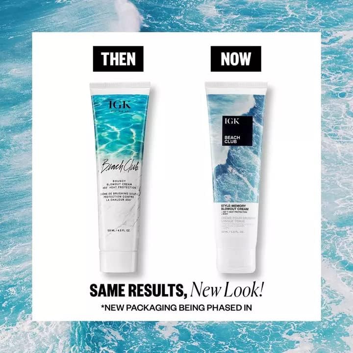 IGK BEACH CLUB Style-Memory Blowout Cream | Volume + Bounce + Heat Protectant | Vegan + Cruelty Free | 4.5 Oz Beauty & Personal Care IGK