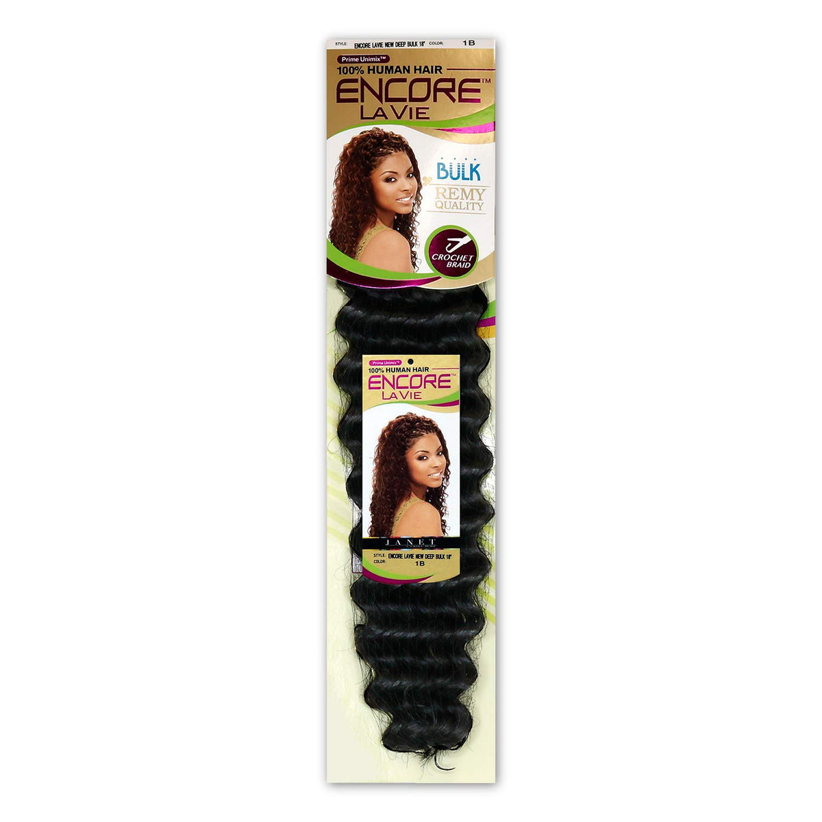 MULTI PACK DEALS! Janet Collection Human Hair Blend Braids Encore La Vie New Deep Bulk 18" (1-PACK, 1B)
