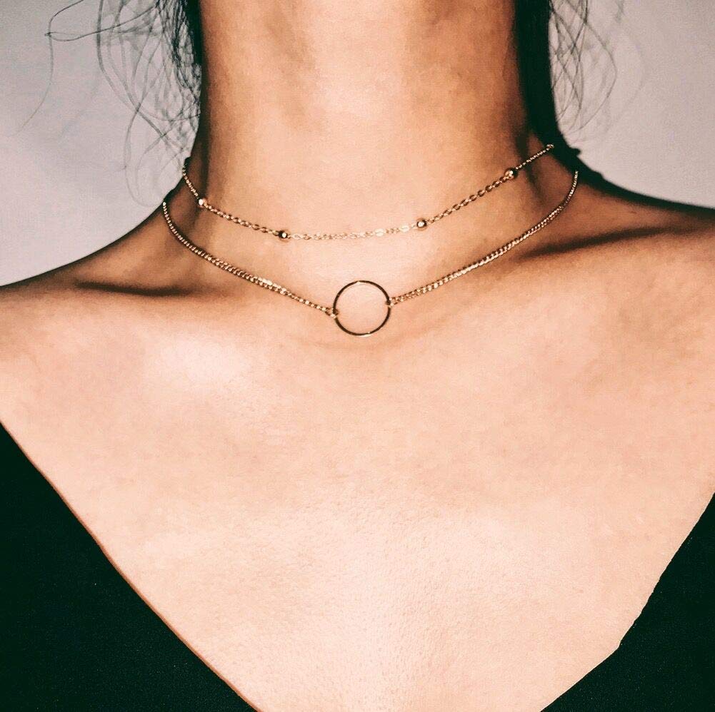DOUBNINE Dainty Necklace Ring Layered Choker Sets Boho Simple Everyday Jewelry Women Fashion Beauty & Personal Care Doubnine