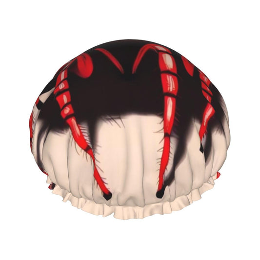 Cute little red spider Shower Cap for Women Men Large Reusable Shower Bonnet Double-Layer Waterproof Bath Caps Elastic Band Hair Hat for All Beauty and Personal Care BWLHJKE