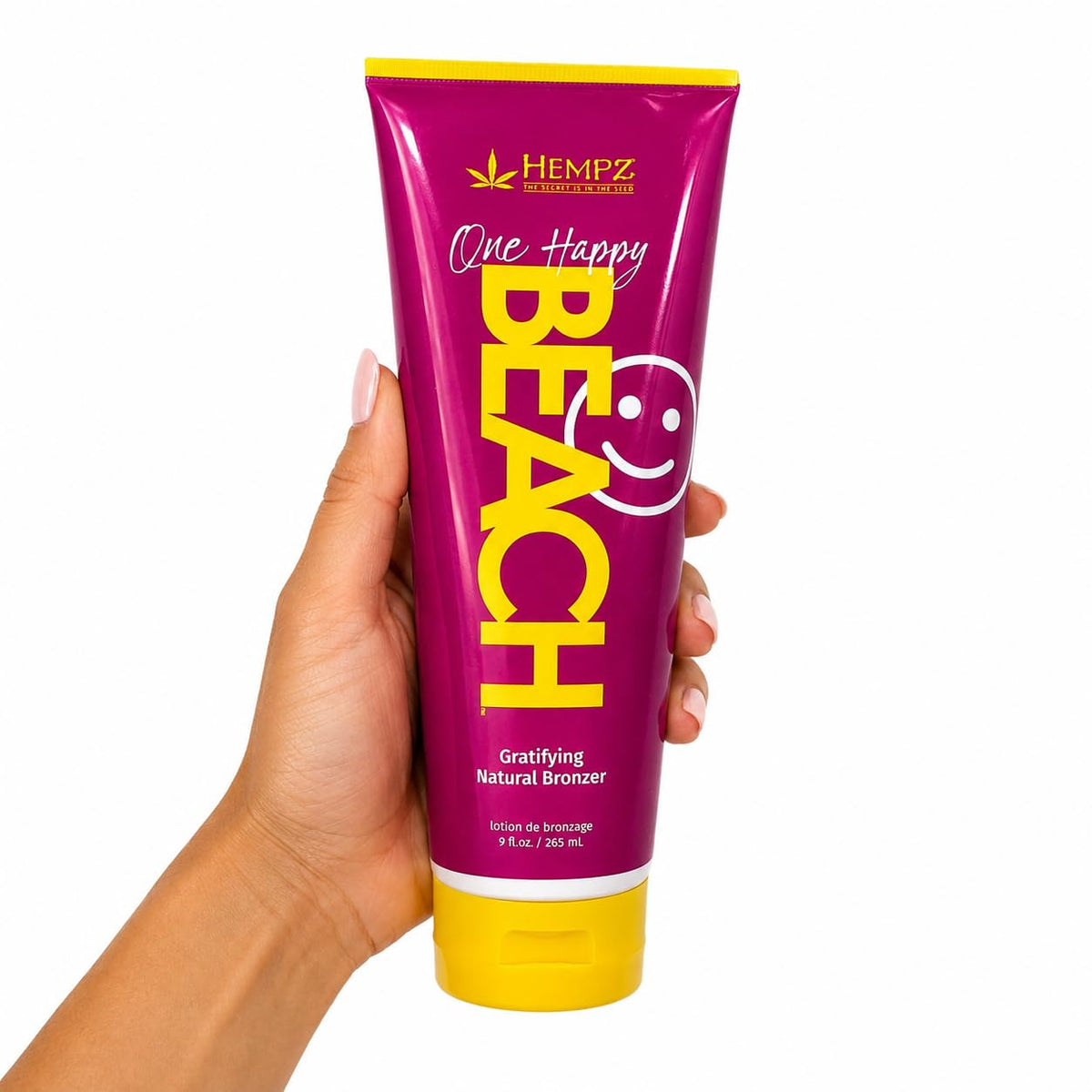 HEMPZ Tanning Lotion - One Happy Beach Gratifying Natural Bronzer - Moisturizing Self-Tanning Lotion for Tanning Beds, Beach, Sun - 9 Fluid ounces