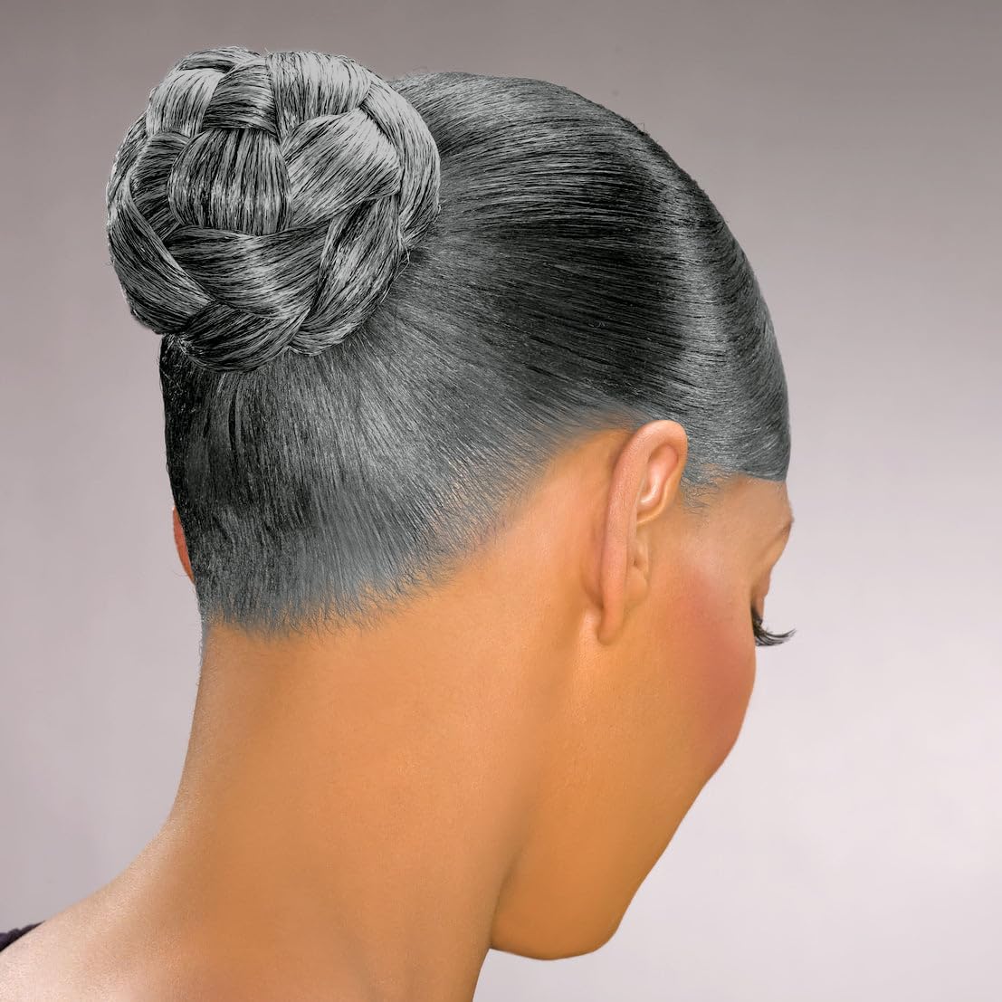 Maxwigs Dome S Hairpiece Color 34 Dark Brown with Gray - Foxy Silver Wigs Thick Braided Chignon Comb Attachment Updo Style Hairpiece Extension