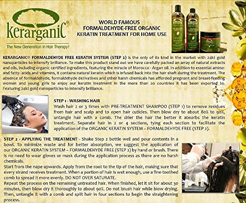 Formaldehyde-Free Organic Keratin Treatment Set (2 oz/60 ml) by Kerarganic - Natural Ingredients that Eliminates Frizz, Reduces Volume, Repairs Beauty & Personal Care KERARGANIC