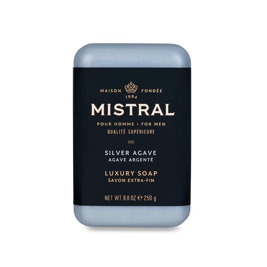 Mistral Silver Agave Luxury Bar Soap for Men | Men’s Natural Soap Bar | Paraben, Phthalates Free | Moisturizing & Triple-Milled Natural Soap for Men Beauty & Personal Care Mistral