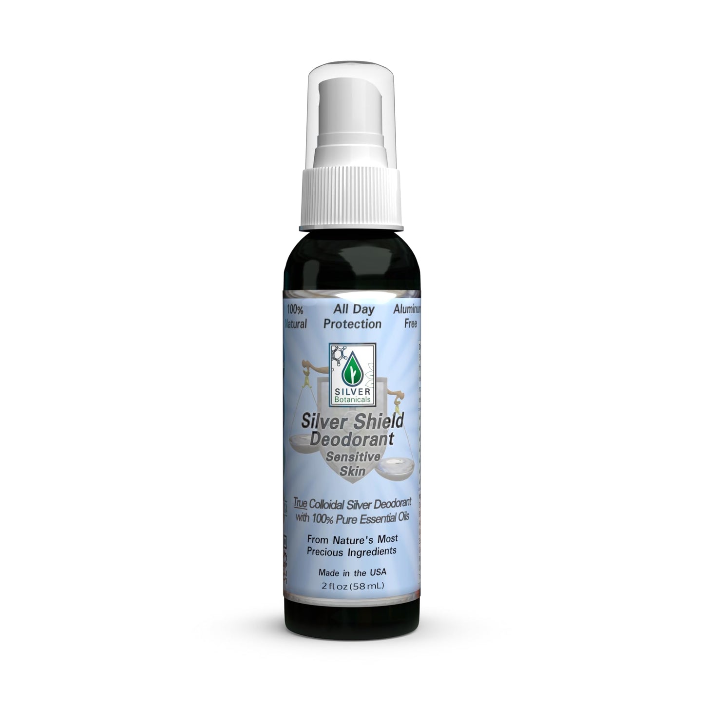 Silver Shield Deodorant - Sensitive Skin Formula - Spray-On - All Natural Colloidal Silver Deodorant - 2.0 fl oz Beauty and Personal Care Silver Botanicals