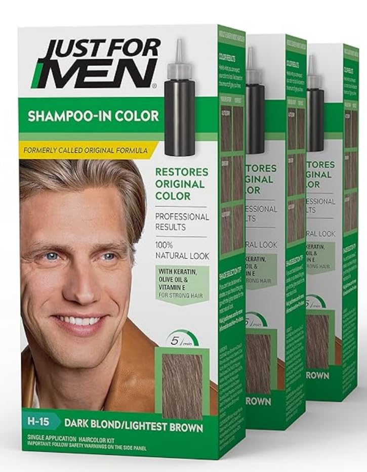 Just for Men Shampoo-In Hair Color, Dark Blond/Lightest Brown H-15, 1 application, (Pack of 3) Beauty & Personal Care Just for Men