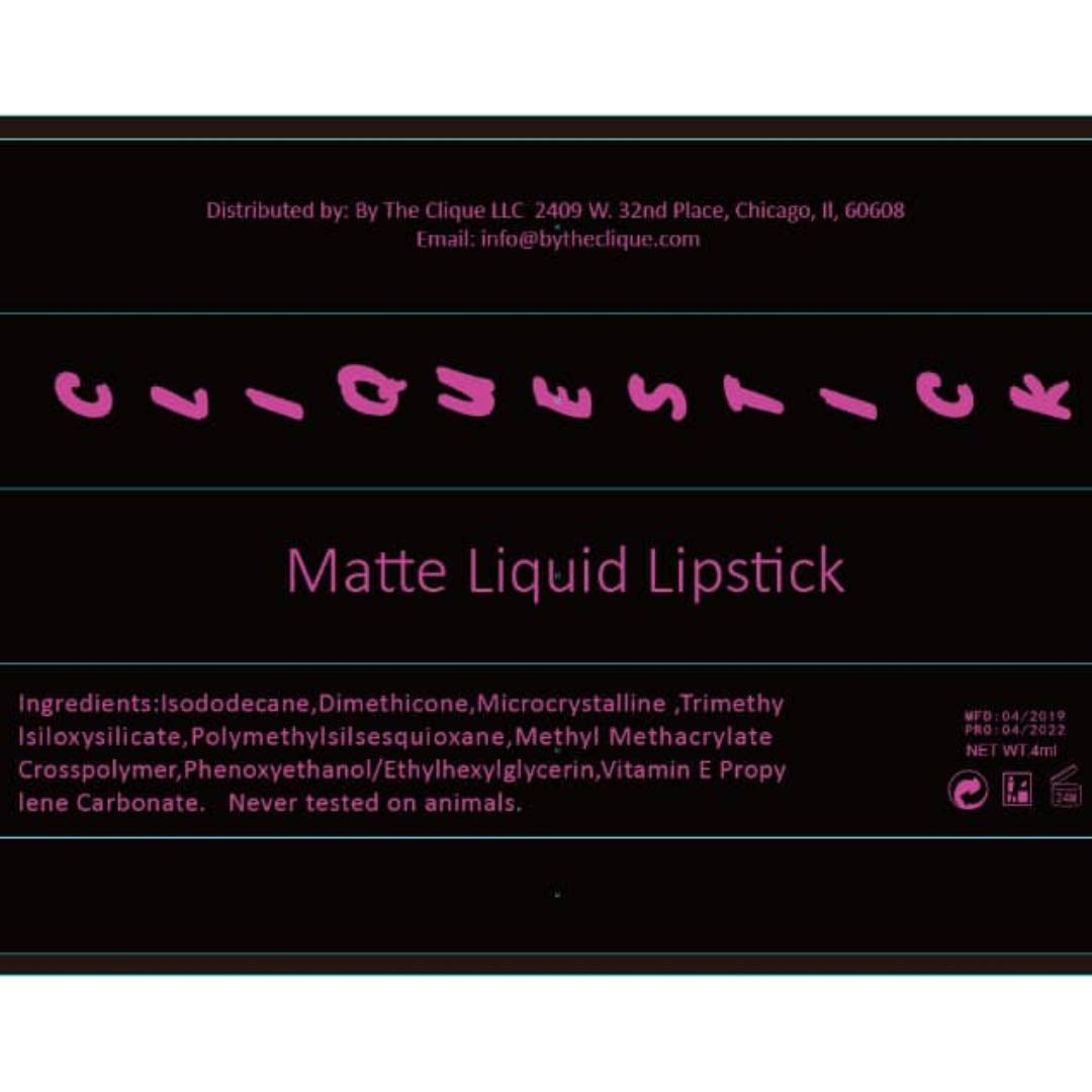 By The Clique Premium Long Lasting Matte Liquid Lipstick | Merlot | Ultra Wear Deep Wine Cliquestick Beauty & Personal Care By The Clique