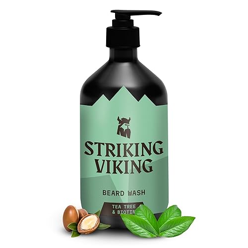 Striking Viking Beard Shampoo with Tea Tree, Biotin & Jojoba Oil - 17 oz Deep Cleansing, Paraben & Sulfate Free for All Beard Types Beauty & Personal Care Striking Viking