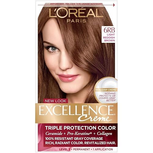 L'Oreal Excellence Creme Triple Protection Hair Color, Light Reddish Brown (Warmer) [6RB] 1 Each Beauty & Personal Care L'Oreal Paris