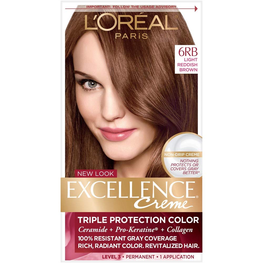 L'Oreal Excellence Creme Triple Protection Hair Color, Light Reddish Brown (Warmer) [6RB] 1 Each Beauty & Personal Care L'Oreal Paris