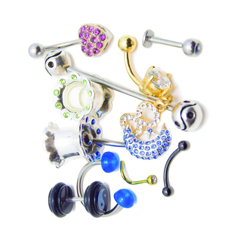 BodyJewelryOnline Randomly Picked Body Jewelry Pack [30 Pieces: Belly/Nose/Nipple/Tongue/Ear/Lip Rings], Mixed Styles/Designs Beauty & Personal Care BodyJewelryOnline