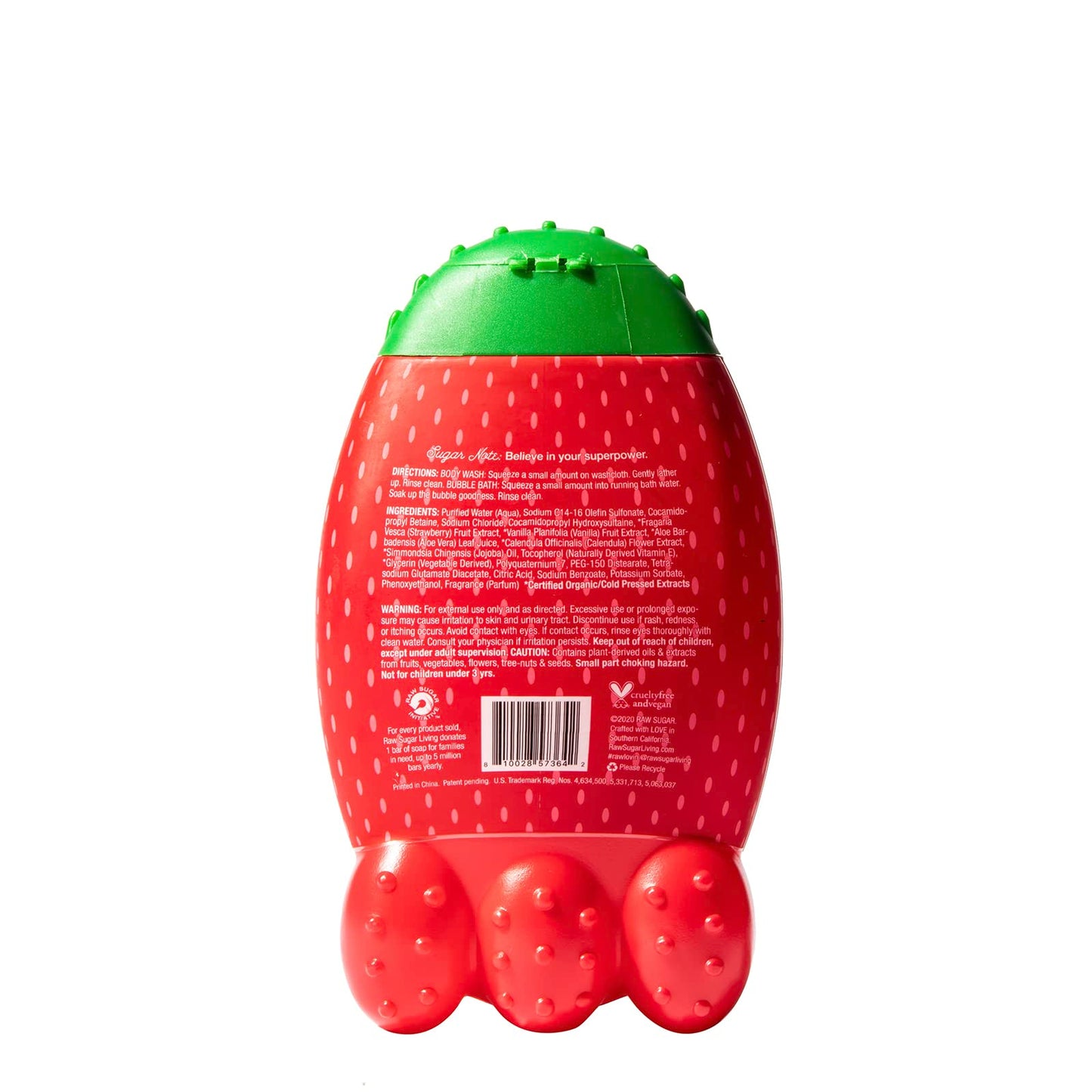 Kids' 2-in-1 Bubble Bath + Body Wash - Strawberry Vanilla - 12 oz Beauty and Personal Care RAW SUGAR