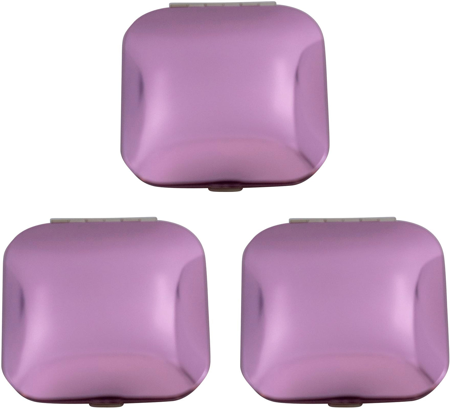 Set of 3 Contemporary Square Clamshell Compact Mirrors with Reflective Finish (Pink) Beauty & Personal Care Stephanie Imports