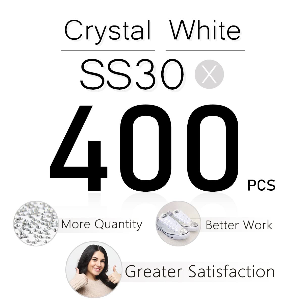 qiipii 400pcs SS30 Crystal White Nail Flatback Rhinestones Bulk Nail Art 6.1mm Round Glass Gems Beads Stones Diamonds for Eye Makeup Nail Decoration Beauty & Personal Care qiipii