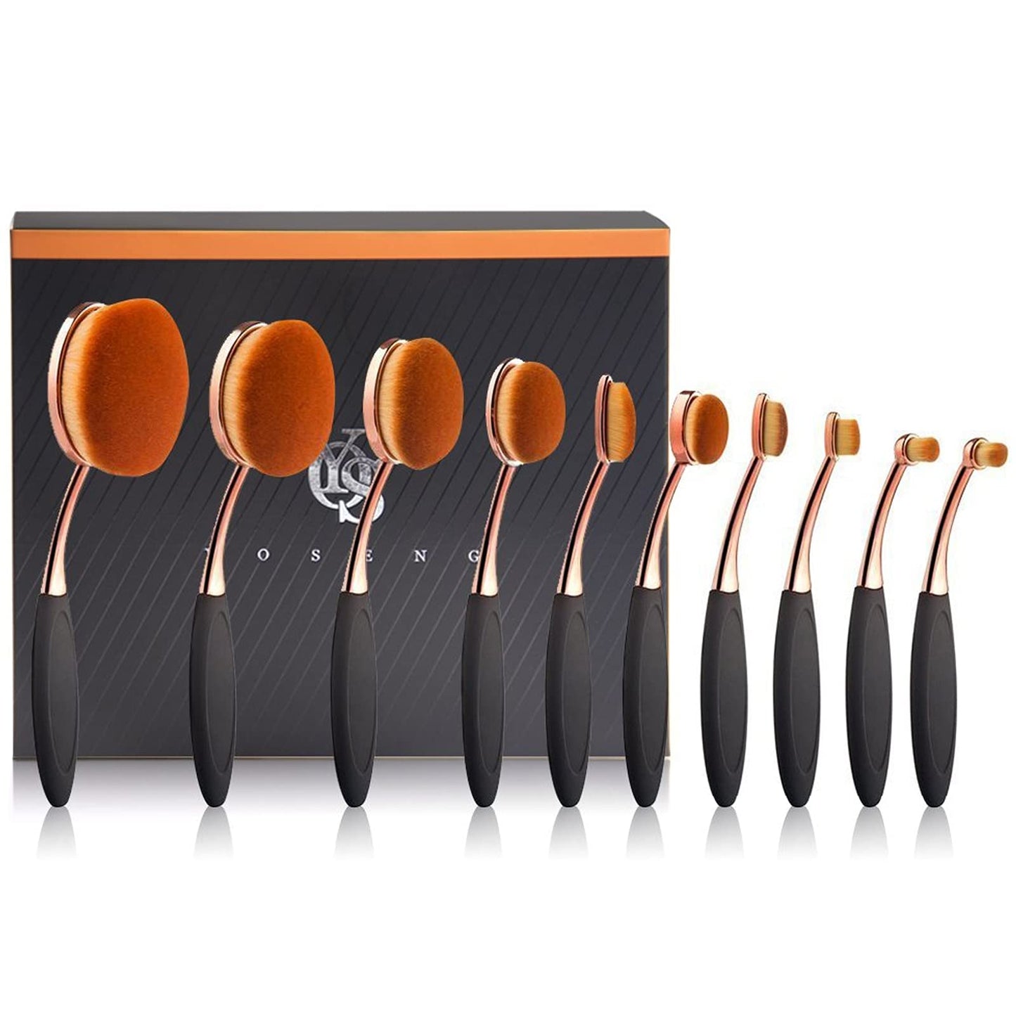 Yoseng Makeup Brushes Set 10Pcs Professional Oval Toothbrush Foundation Cream Contour Powder Blush Conceler Eyeliner Blending Brush New Fashionable Beauty & Personal Care Yoseng