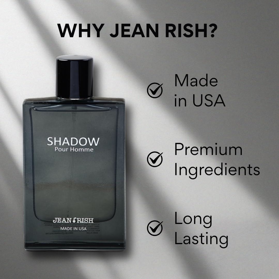 Jean Rish Shadow Pour Homme Perfume for Men Eau De Toilette, Long-Lasting Luxury Fragrance, Made In USA - Lemon, Lavender, Cedar, Musk Scent - 100ml Beauty & Personal Care Jean Rish
