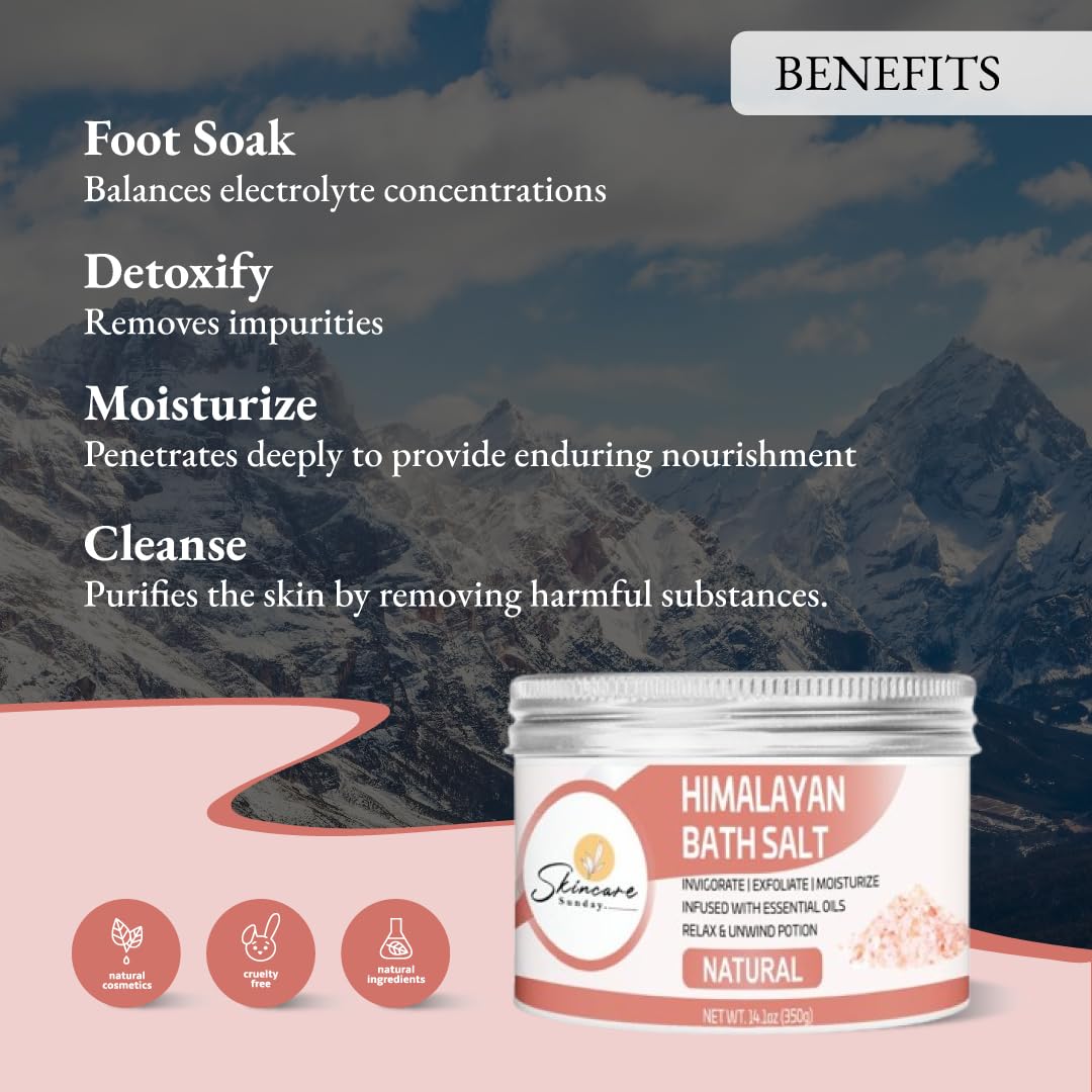 Skincare Sunday Himalayan Bath Salts Infused with Minerals and Essential Oils - Invigorate - Exfoliate - Moisturize - Detoxify - Cleanse - Relaxing Beauty and Personal Care SKINCARE SUNDAY