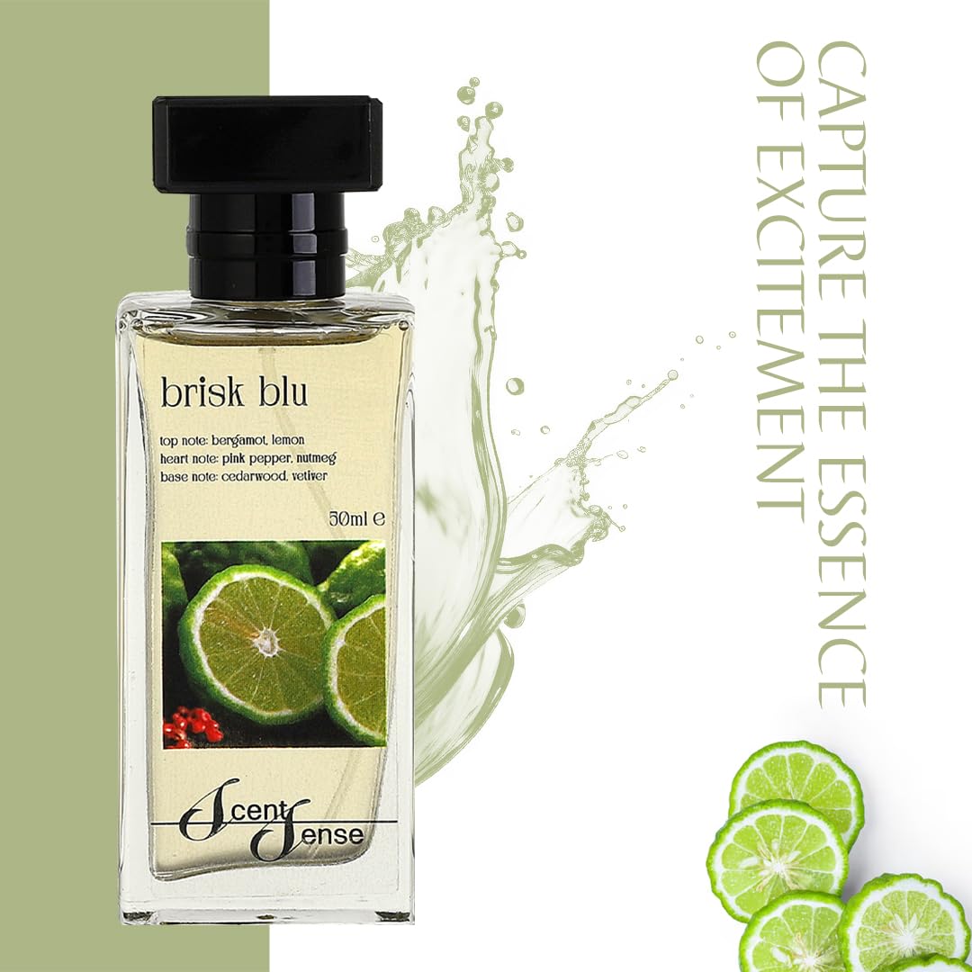 Scent Sense Brisk Blu Eau de Parfum for Men 50ML / 1.7 fl.oz | Fresh, Masculine & Long-Lasting Fragrance | Luxurious Everyday Scent Beauty & Personal Care Scent Sense