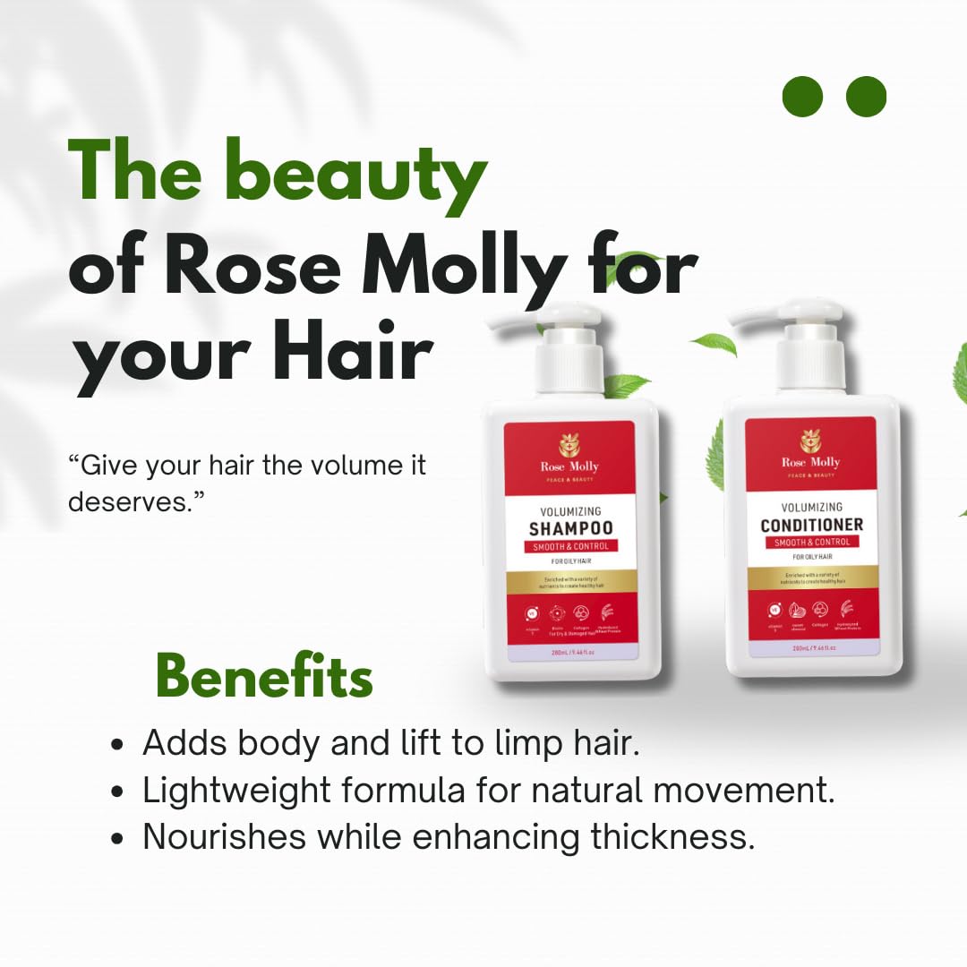 Rose Molly Volumizing Shampoo and Conditioner Set for Oily Hair, 9.46 fl oz Beauty & Personal Care Rose Molly