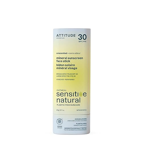 ATTITUDE Mineral Sunscreen Face Stick for Sensitive Skin, SPF 30, EWG Verified, Plastic-Free, Broad Spectrum UVA/UVB Protection with Zinc Oxide Beauty & Personal Care ATTITUDE