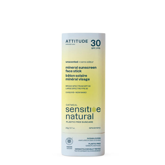 ATTITUDE Mineral Sunscreen Face Stick for Sensitive Skin, SPF 30, EWG Verified, Plastic-Free, Broad Spectrum UVA/UVB Protection with Zinc Oxide Beauty & Personal Care ATTITUDE