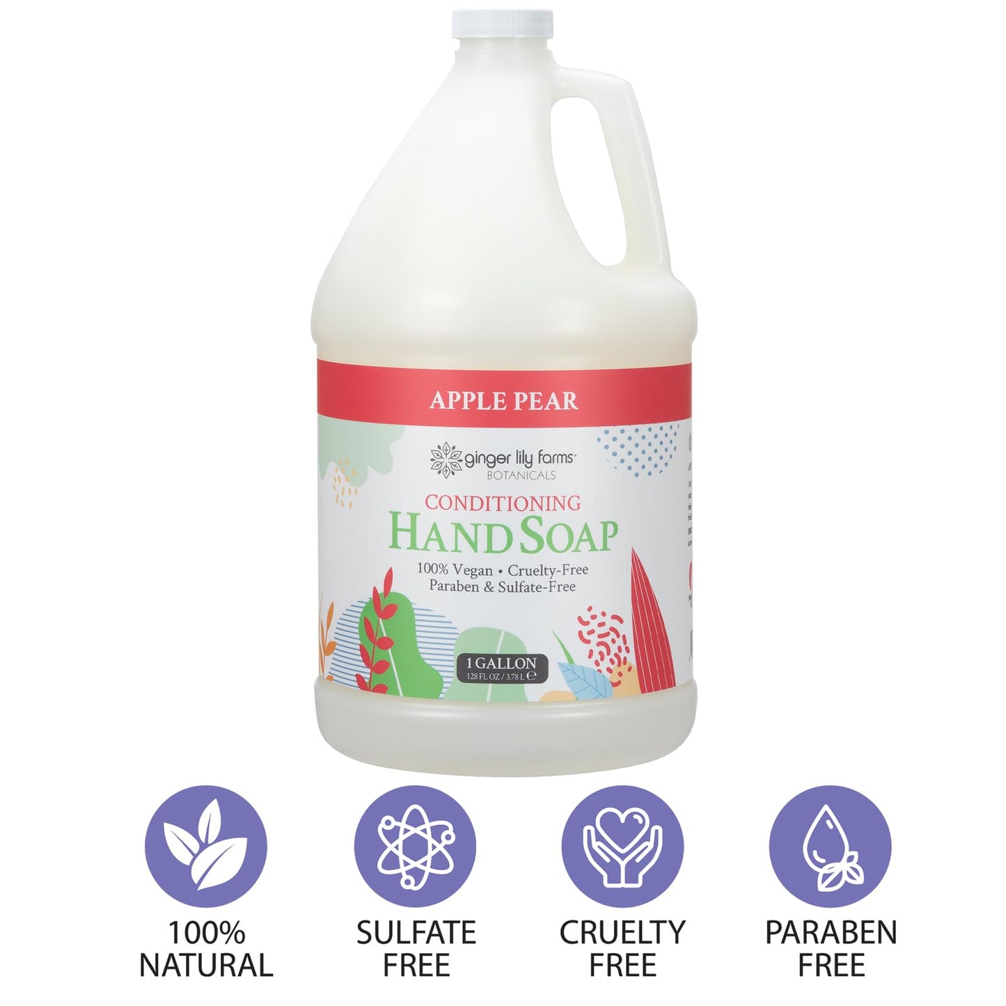 Ginger Lily Farms Botanicals All-Purpose Liquid Hand Soap Refill, 100% Vegan & Cruelty-Free, Apple Pear Scent, 1 Gallon (128 fl. oz.) Beauty & Personal Care Ginger Lily Farms