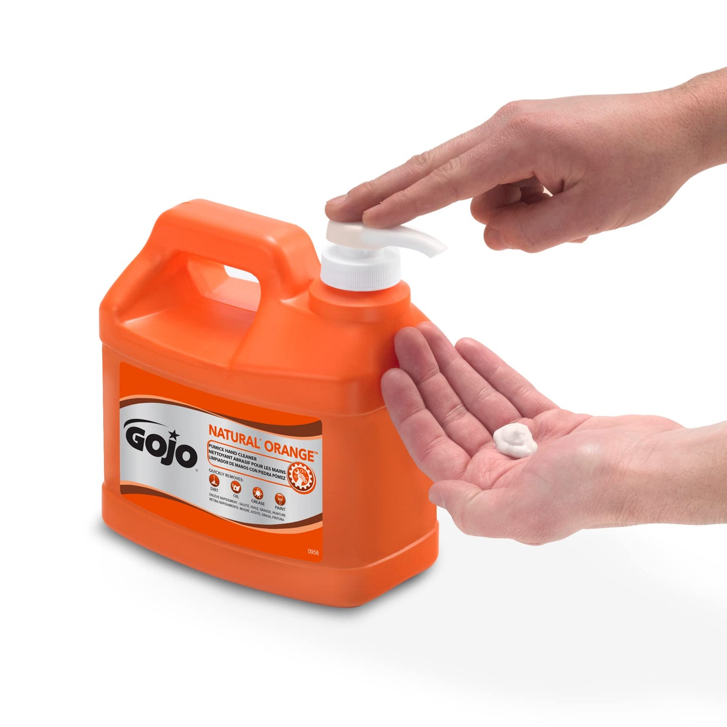 GOJO NATURAL ORANGE Pumice Hand Cleaner, 1/2 Gallon Quick Acting Lotion Hand Cleaner with Pumice Pump Bottle (Pack of 1)- 0958-04 Beauty & Personal Care GOJO