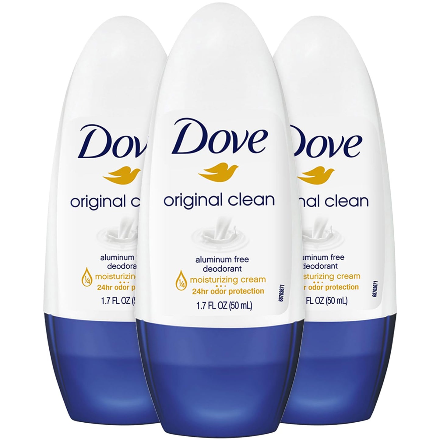 Dove Aluminum-Free Deodorant for Women, Original Clean Roll-On 3-Pack - ¼ Moisturizing Cream Formula with 24H Odor Protection, 1.7 Fl Oz Ea Beauty and Personal Care Dove