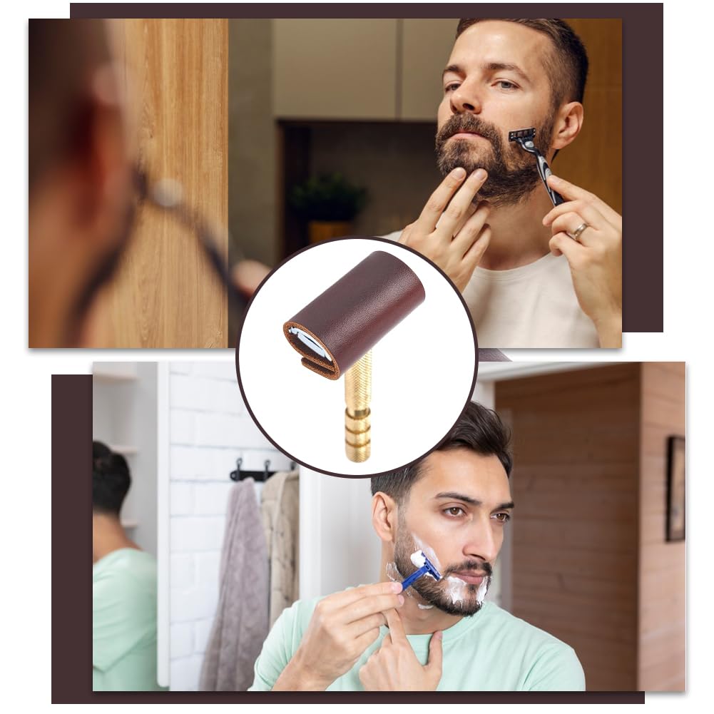 CALFOVERA 2PCS 3.43 x 1.77 Inch Genuine Leather Double Edge Razor Protective Sheath Butterfly Razor Head Protecting Cover for Travel Shaving Blade Beauty and Personal Care CALFOVERA