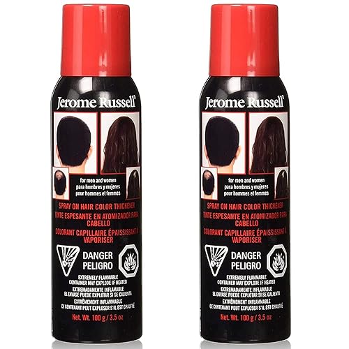 Jerome Russell Spray-On Hair Color & Thickener, Medium Brown - Instant Root Cover Up for Thinning & Fine Hair, Full Coverage, 3.5 oz, 2-Pack Beauty & Personal Care Jerome Russell