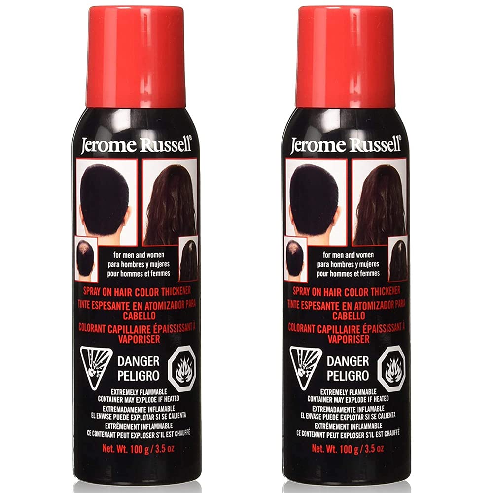 Jerome Russell Spray-On Hair Color & Thickener, Medium Brown - Instant Root Cover Up for Thinning & Fine Hair, Full Coverage, 3.5 oz, 2-Pack Beauty & Personal Care Jerome Russell