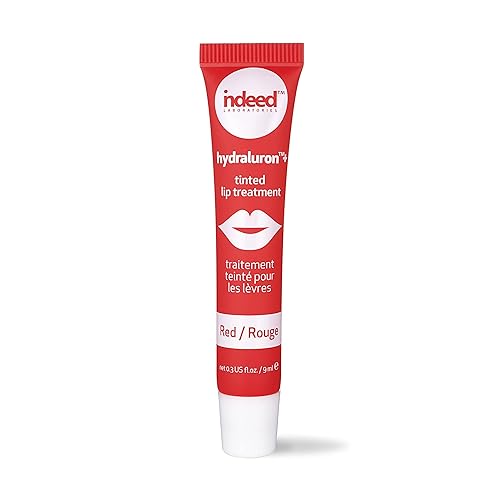 INDEED LABS Hydraluron + Tinted Lip Treatment, Hydrating Anti-Aging Lip Balm Treatment for Smooth Lips with Natural, Subtle Color, 9ml (Red) Beauty & Personal Care INDEED