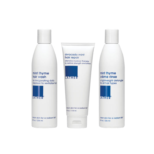 LATHER Appoint-Mint - Gentle Daily Moisturizing Shampoo, Detangler Conditioner & Leave-In Conditioning Mask Set - Sulfate-Free for All Hair Types Beauty & Personal Care LATHER
